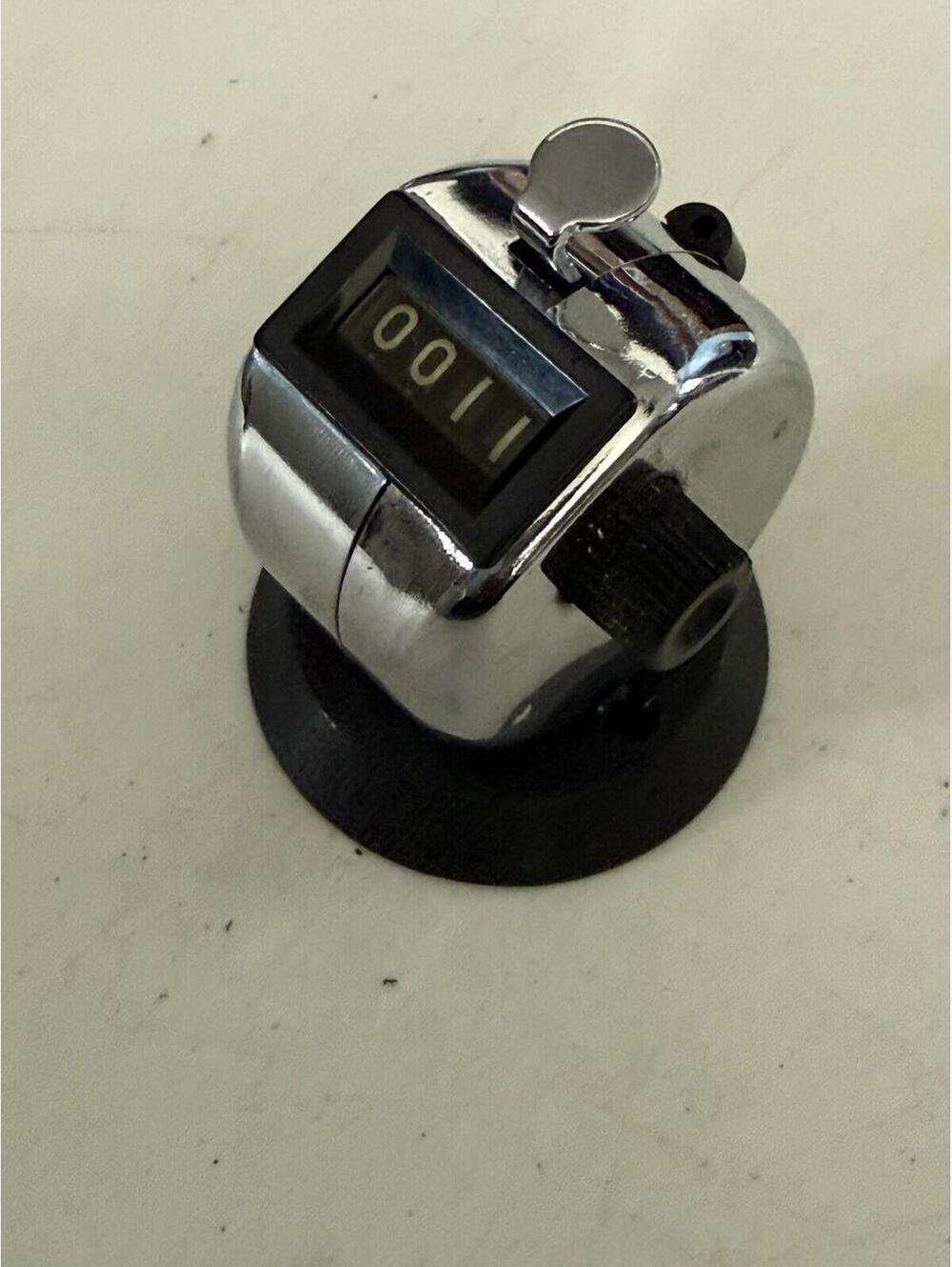 Vintage TaiwanHand Tally Counter Clicker Mechanical Metal 4-Digit W/ Base Mount